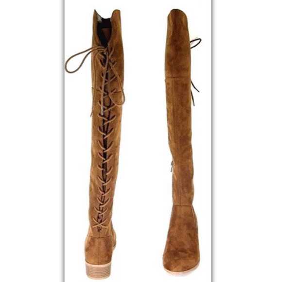 Chestnut Over-the-Knee Corset Back Boots - Picture 2 of 4